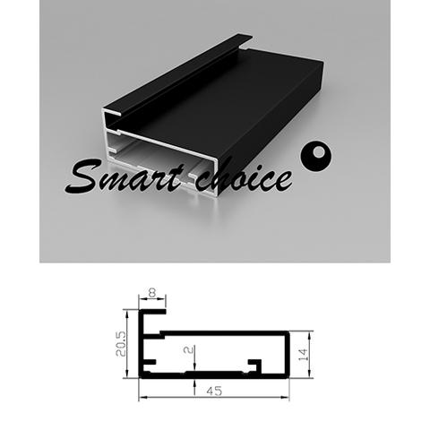 Профиль фасадный SMART 45х20, L=2,9м п/стекло 004.00/ЧЕРНЫЙ ГЛ.(8)
