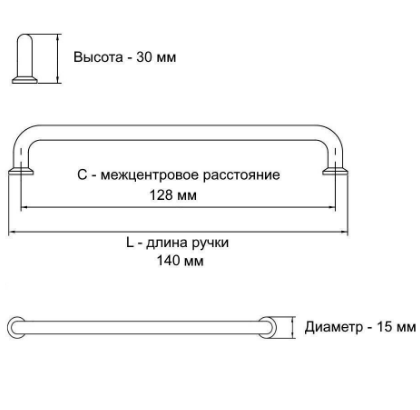 Ручка GTV NORD черный матовый 128мм UZ-NORD-128-20M