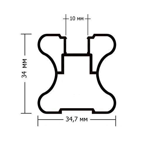 Вертикальный симметричный профиль "Н" "PREMIAL" хром матовый (1,2мм) 2,7м