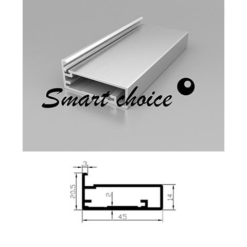Профиль фасадный SMART 45х20, L=2,9м п/стекло 003.00/НЕРЖ.СВЕТ. (8)