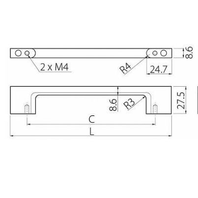 Ручка сталь GTV UZ-819-16 160мм, позолоченная латунь