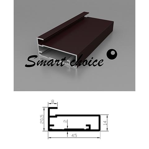 Профиль фасадный SMART 45х20, L=2,9м п/стекло 004.00/ШОКОЛАД (8)